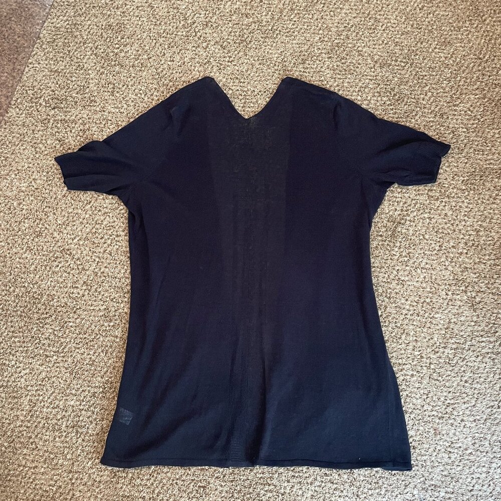 Size 1X Tahari 100% linen dark navy cardigan - Picture 4 of 8
